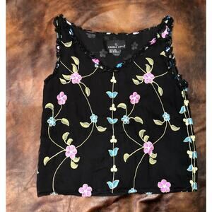 Carole Little 100% Silk Tank Top Floral Size 4 Floral